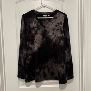 LOGO Lounge Black Tie Die Long Sleeve Top  Size M